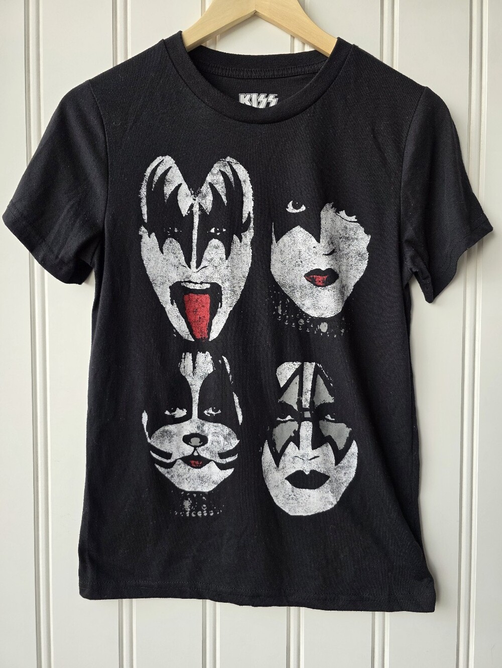 KISS Band Graphic Short Sleeve Black T Shirt Gene Simmons Womens Small